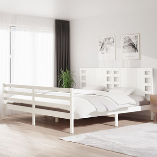 Bed Frame White Solid Wood Pine 200x200 cm - Giant Lobelia