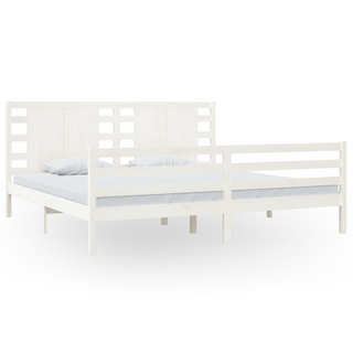 Bed Frame White Solid Wood Pine 200x200 cm - Giant Lobelia