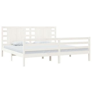 Bed Frame White Solid Wood Pine 200x200 cm - Giant Lobelia