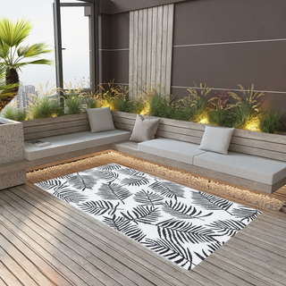 vidaXL Outdoor Carpet White and Black 160x230 cm PP - Giant Lobelia