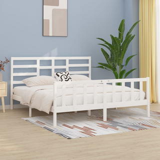 Bed Frame White Solid Wood 180x200 cm Super King Size - Giant Lobelia