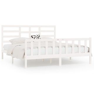 Bed Frame White Solid Wood 180x200 cm Super King Size - Giant Lobelia