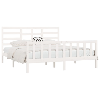 Bed Frame White Solid Wood 180x200 cm Super King Size - Giant Lobelia