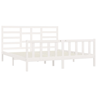 Bed Frame White Solid Wood 180x200 cm Super King Size - Giant Lobelia