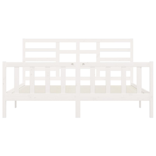 Bed Frame White Solid Wood 180x200 cm Super King Size - Giant Lobelia