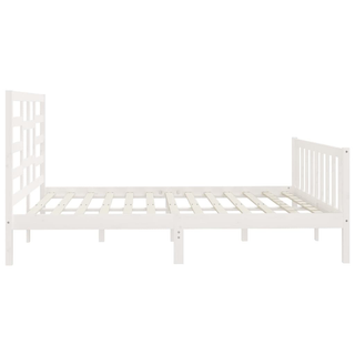 Bed Frame White Solid Wood 180x200 cm Super King Size - Giant Lobelia