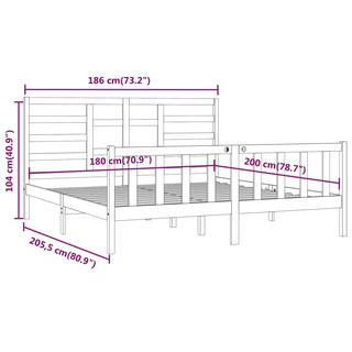 Bed Frame White Solid Wood 180x200 cm Super King Size - Giant Lobelia