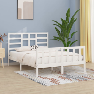 Bed Frame White Solid Wood Pine 160x200 cm - Giant Lobelia