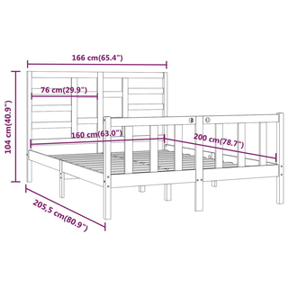 Bed Frame White Solid Wood Pine 160x200 cm - Giant Lobelia