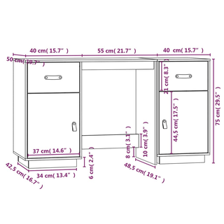 vidaXL Desk with Cabinets Black 135x50x75 cm Solid Wood Pine - Giant Lobelia