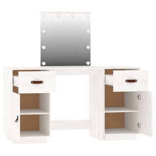 vidaXL Dressing Table Set with LED White Solid Wood Pine - Giant Lobelia