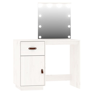 vidaXL Dressing Table Set with LED White Solid Wood Pine - Giant Lobelia