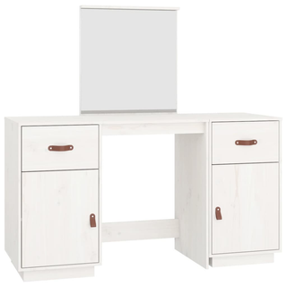 vidaXL Dressing Table Set with a Mirror White Solid Wood Pine - Giant Lobelia