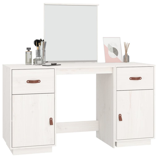 vidaXL Dressing Table Set with a Mirror White Solid Wood Pine - Giant Lobelia