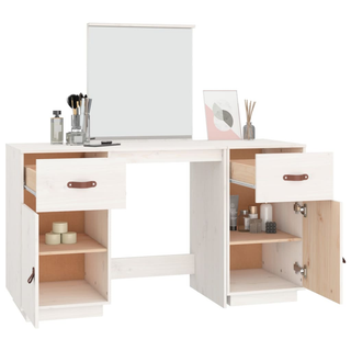 vidaXL Dressing Table Set with a Mirror White Solid Wood Pine - Giant Lobelia