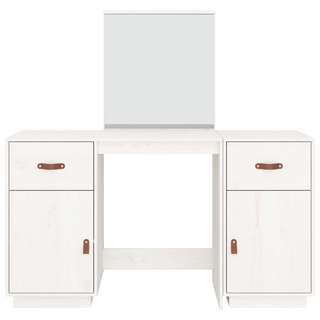 vidaXL Dressing Table Set with a Mirror White Solid Wood Pine - Giant Lobelia