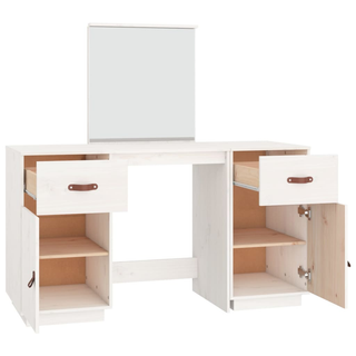 vidaXL Dressing Table Set with a Mirror White Solid Wood Pine - Giant Lobelia