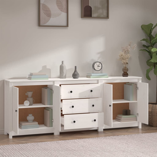 vidaXL Sideboard White 210x35x80 cm Solid Wood Pine - Giant Lobelia