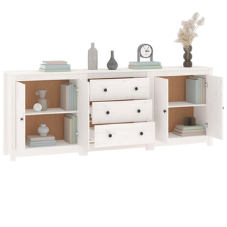 vidaXL Sideboard White 210x35x80 cm Solid Wood Pine - Giant Lobelia