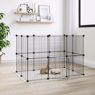 20-Panel Pet Cage with Door Black 35x35 cm Steel - Giant Lobelia