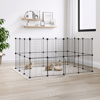 28-Panel Pet Cage with Door Black 35x35 cm Steel - Giant Lobelia