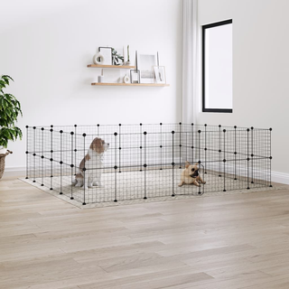 52-Panel Pet Cage with Door Black 35x35 cm Steel - Giant Lobelia