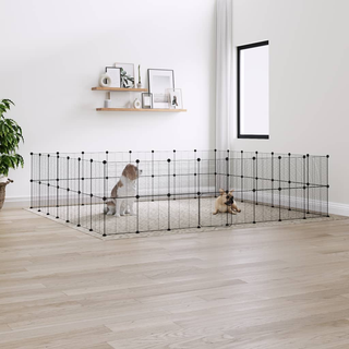 60-Panel Pet Cage with Door Black 35x35 cm Steel - Giant Lobelia