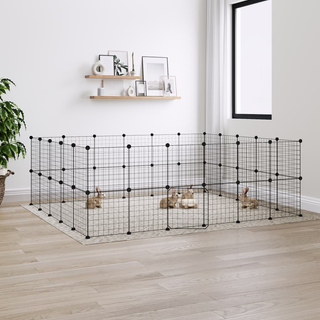 44-Panel Pet Cage with Door Black 35x35 cm Steel - Giant Lobelia