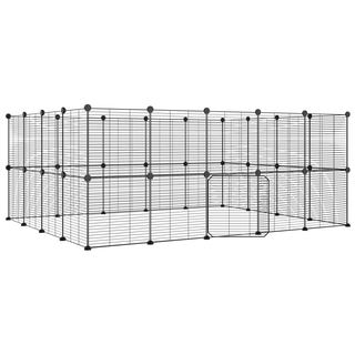 36-Panel Pet Cage with Door Black 35x35 cm Steel - Giant Lobelia