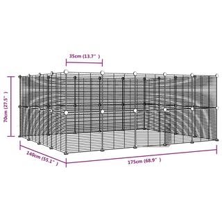 36-Panel Pet Cage with Door Black 35x35 cm Steel - Giant Lobelia