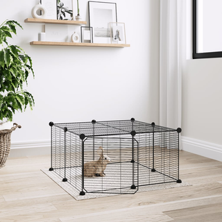 12-Panel Pet Cage with Door Black 35x35 cm Steel - Giant Lobelia