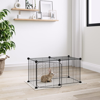 8-Panel Pet Cage with Door Black 35x35 cm Steel - Giant Lobelia