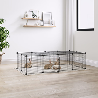 20-Panel Pet Cage with Door Black 35x35 cm Steel - Giant Lobelia