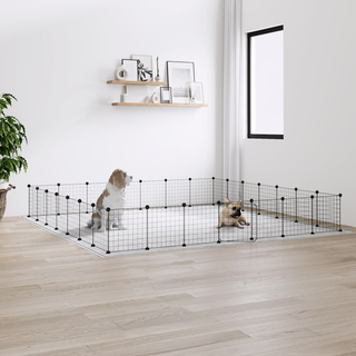 28-Panel Pet Cage with Door Black 35x35 cm Steel - Giant Lobelia