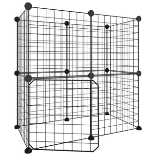 12-Panel Pet Cage with Door Black 35x35 cm Steel - Giant Lobelia