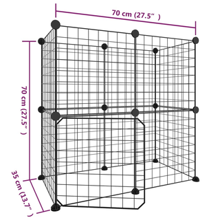 12-Panel Pet Cage with Door Black 35x35 cm Steel - Giant Lobelia