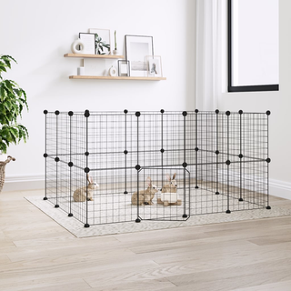 28-Panel Pet Cage with Door Black 35x35 cm Steel - Giant Lobelia