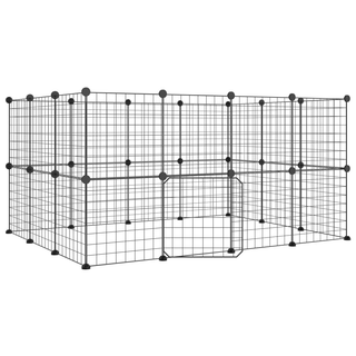 28-Panel Pet Cage with Door Black 35x35 cm Steel - Giant Lobelia