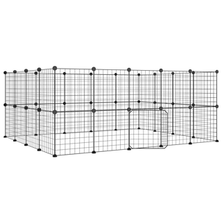 36-Panel Pet Cage with Door Black 35x35 cm Steel - Giant Lobelia