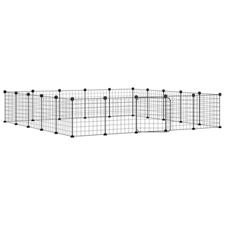 vidaXL 20-Panel Pet Cage with Door Black 35x35 cm Steel - Giant Lobelia