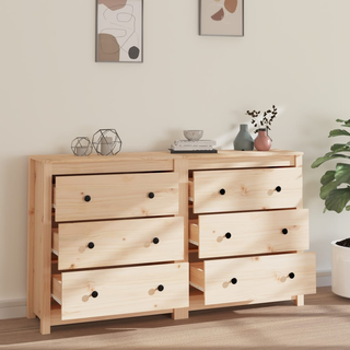 vidaXL Sideboard 140x35x80 cm Solid Wood Pine - Giant Lobelia