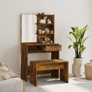 vidaXL Dressing Table Set Smoked Oak 74.5x40x141 cm - Giant Lobelia