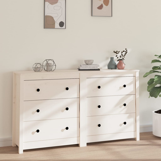 vidaXL Sideboard White 140x35x80 cm Solid Wood Pine - Giant Lobelia