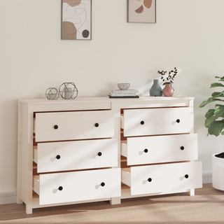 vidaXL Sideboard White 140x35x80 cm Solid Wood Pine - Giant Lobelia