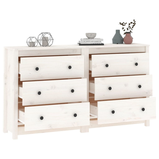 vidaXL Sideboard White 140x35x80 cm Solid Wood Pine - Giant Lobelia