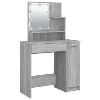 vidaXL Dressing Table Set with LED Grey Sonoma Engineered Wood - Giant Lobelia