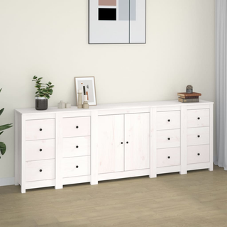 vidaXL Sideboard White 230x35x80 cm Solid Wood Pine - Giant Lobelia