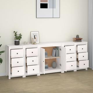 vidaXL Sideboard White 230x35x80 cm Solid Wood Pine - Giant Lobelia