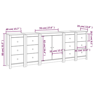 vidaXL Sideboard White 230x35x80 cm Solid Wood Pine - Giant Lobelia