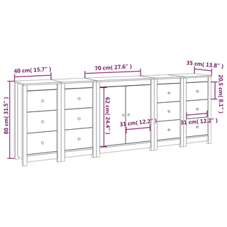 vidaXL Sideboard 230x35x80 cm Solid Wood Pine - Giant Lobelia